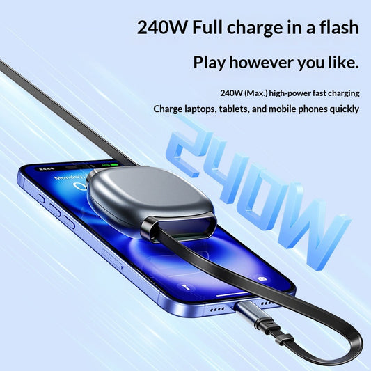 240W 1m Retractable PD Cable, Type-C Fast Charger Cord for Laptop, iPhone 17, Huawei Pura, Samsung Phone